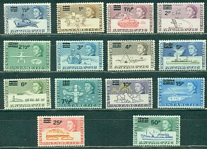 БАТ, 1971, Исследование Антарктиды, Стандарт, Надпечатка, 14 марок, 150 Евро